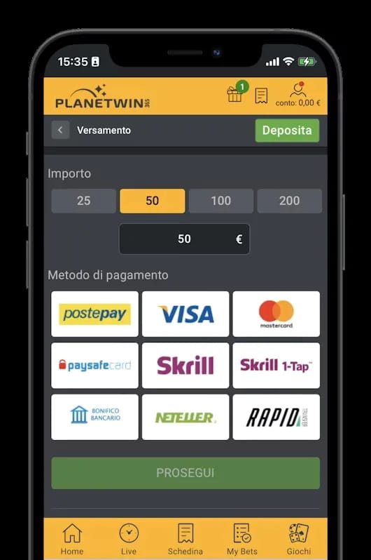 Geld auf PlanetWin 365 Casino einzahlen