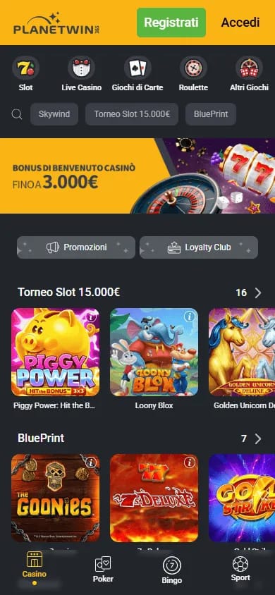 Screenshots mobile Casino-Spiele PlanetWin365
