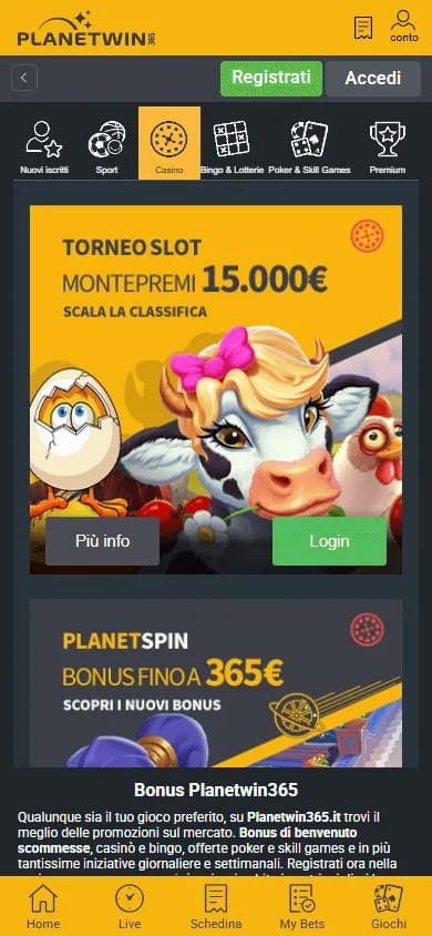 Promozioni casinò PlanetWin365 mobile